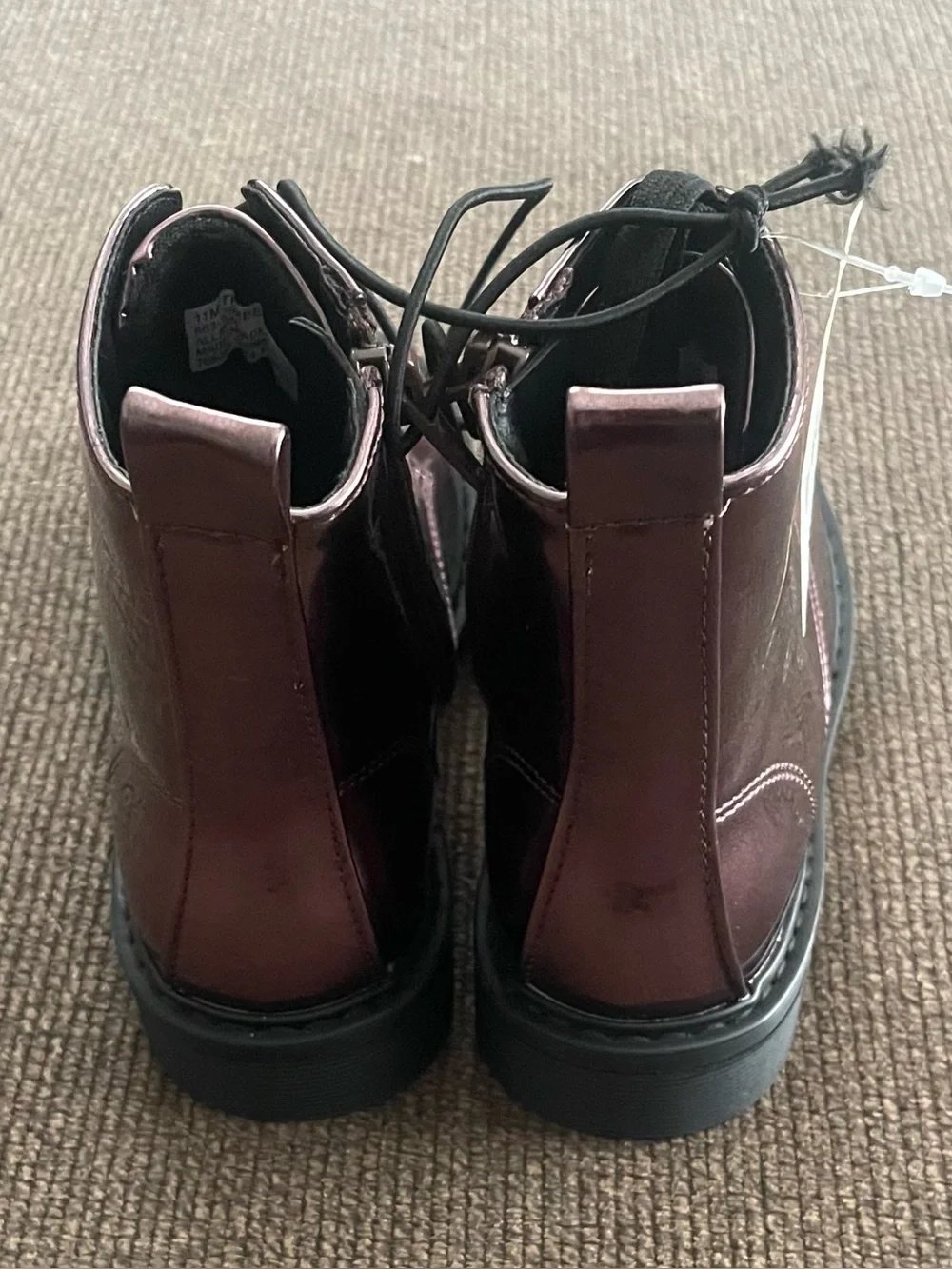 NWT Thereabouts Toddler Girls Flat Heel Combat Boots Size 11 ~ Purple Patent